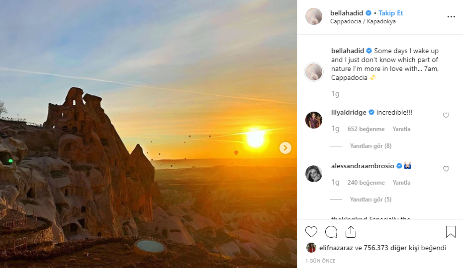 BELLA HADİD KAPADOKYA'DAYDI