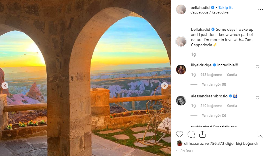 BELLA HADİD KAPADOKYA'DAYDI