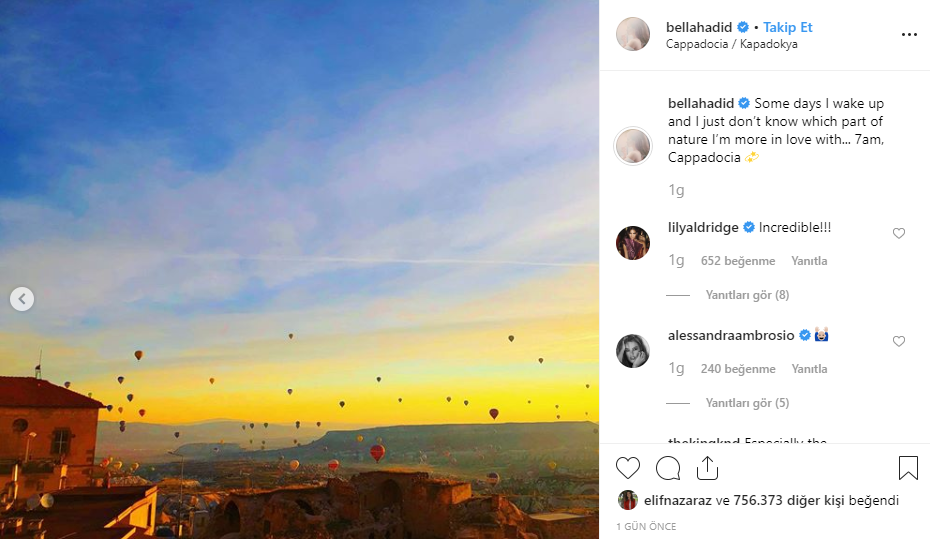 BELLA HADİD KAPADOKYA'DAYDI