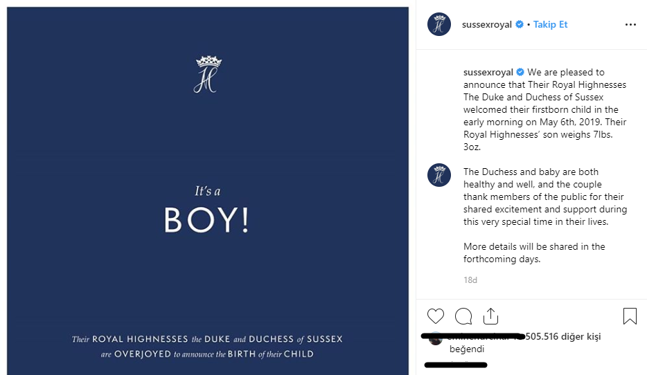 MEGHAN MARKLE'IN BEBEĞİ DÜNYAYA GELDİ